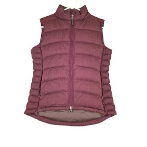 Ibex Womens Wool Blend Puffer Vest Plum Red Full Zip Small